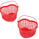 12 Set Valentine's Day Heart Baskets Hollowed Plastic Storage Baskets with Handles for Gift Organizing Home Office Kitchen Birthday Party