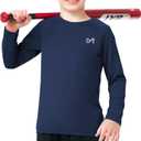 MEETYOO Boys Compression Shirt Long Sleeve Athletic Undershirt for Youth Kids Quick Dry Football Base Layer (Blue, L)