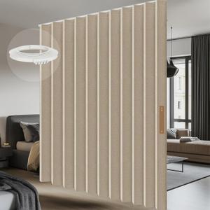 100% Blackout Room Divider Curtains Ceiling Curtain Track Sets Flexible Track Curtain Extra Wide (Beige, W180 x L108, 1 Pack)