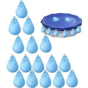 16 Pack Swimming Pool Cover Weights with Hooks, Leak Proof Thick PVC Swimming Pool Water Bag, Antifreezing Winter Pool Tarp Weights