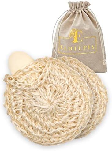 Natural Loofah Body Scrubber – Exfoliating Loofah Sponge, Handwoven Sisal Agave with Soap Pouch, Eco-Friendly Arabic - Turkish Bath Washcloth for Women & Men (2-Pack)