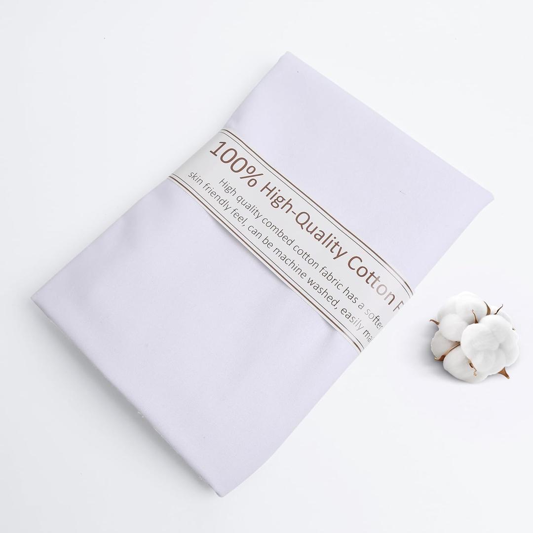 White Cotton Fabric, Natural 100% Cotton Poplin Fabric by The Yard 59 Inches Wide Lining Fabric for Sewing Apparel Cloth Soft Embroidery Quilting, 1 Yard