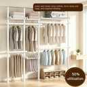 Adjustable Storage Rack, No Drilling Floor Standing Closet Organizer, White