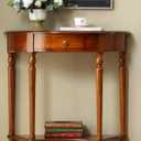 Solid Wood Console Table with Drawer, Semi-Circle Entryway Storage Shelf, Half-Moon Porch Table Side Elegant Vintage Sofa for Living Room (23.6" L x 11.8" W x 31.5" H)