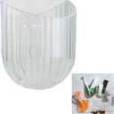 Wall Mounted Storage Holder, Transparent PS Plastic, Clear transparent white, 3.9x3.5x1.9 Inch, Adhesive Organizer for Cosmetics, Phone, Remote (White)