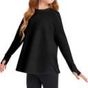 Haloumoning Girls Athletic Shirts Long Sleeve Active Quick Dry Tops Kids Gym Yoga Tees with Thumb Holes 5-14 Years