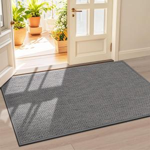 LEKEEPGO Door Mat 36"x59", Non Slip Door Mat Indoor Entrance, Rubber Backing Front Indoor Door mats Washable Absorbent Low-Profile Entryway Entry Resist Dirt Inside Door Mats, Light Grey