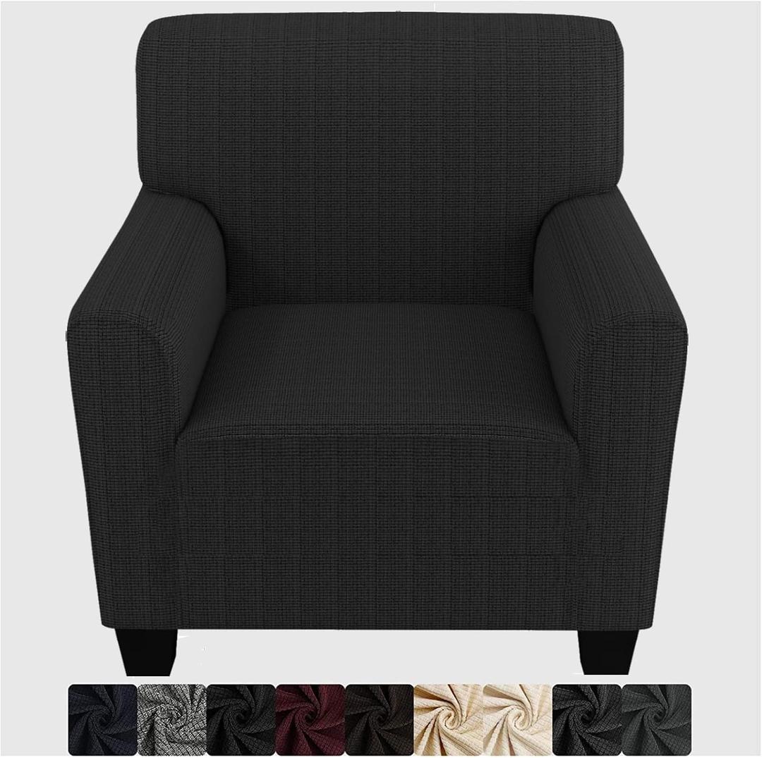 ZNSAYOTX Chair Slipcovers with Arms for Living Room High Stretchy Spandex Pet Friendly Armchair Furniture Protection Covers (Black, Chair)
