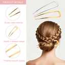 12 PCS French Hair Pins for Women, French Twist Hair Pins U-Shaped Pearl French Pins for Bun and Updo Hair Styling Pins, Metal Hair Fork Hair Accessories for All Hair Types