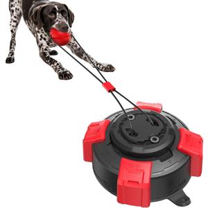 Upgraded Suction Cup Dog Toy, Interactive Tug of War Dog Ball, Durable Chew Toy for Aggressive Chewers, Teeth Cleaning & Boredom Relief Puzzle Toy for Small Medium Large Dogs(Red&Black)