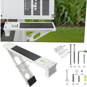 Air Conditioner Support Bracket - Adjustable Anti-slip Shock-absorbing Mat Safe Mount Bracket Installs From Inside the House Built-in Bubble Level for Window AC Up to 85 lbs