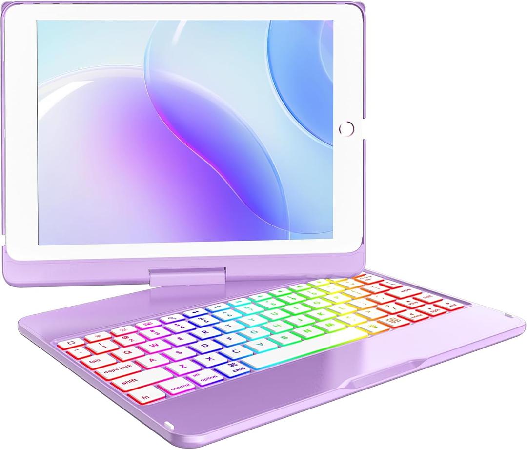 MMK iPad Keyboard Case 9.7 for New iPad 2018 (6th Gen) - iPad Pro 2017 (5th Gen) - iPad Air 2/ Air -Detachable Wireless Bluetooth Keyboard - Magnetic Auto Sleep/Wake (Purple)
