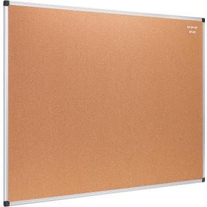 Amazon Basics Rectangular Bulletin Board, Cork Board for Wall, Vision Board for Classroom and Office, Aluminum Frame, 35" x 47", Brown