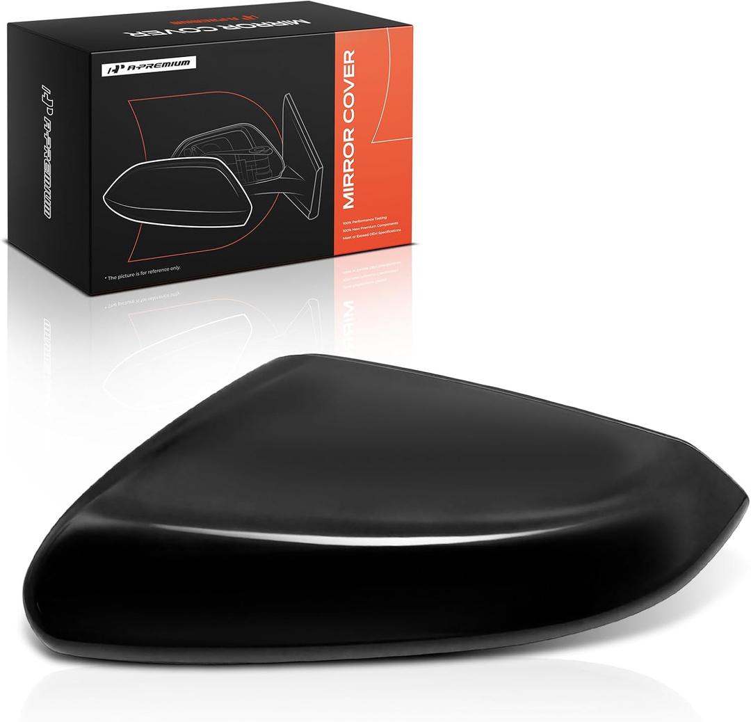 A-Premium Passenger Side Rearview Mirror Cover Cap - Compatible with Honda Civic 2016 2017 2018 2019 2020 - Smooth Black