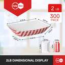 300 Pack 2lb Red White Checkered Paper Food Trays 2lb, 300 Pack Bulk - Heavy Duty Grease Resistant for Fries, Tacos, Popcorn, Hot Dogs - QSR, Family, Concession Trays