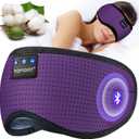 TOPOINT Sleep Mask Headphones Bluetooth Wireless 5.4, Breathable Cotton Eye Mask for Sleeping Side Sleepers Travel Music Headsets with Microphone Handsfree Men Women (Deep Purple)