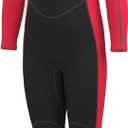 Hevto Kids Wetsuit for Boys Girls Toddler Youth 3/2mm Neoprene Full Wet Suits in Cold Water for Swimming Surfing Diving (8 Slim, K1-Red/Gray Stitch)
