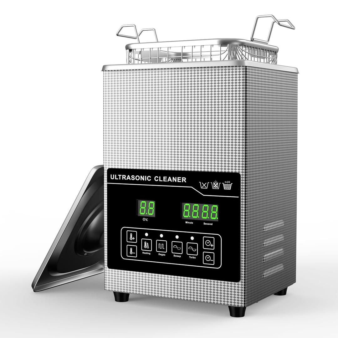 2.5L Ultrasonic Cleaner with Heater & Digital Timer 40KHz Stainless Steel Ultrasonic Jewelry Cleaner for Glasses Dentures Watches Parts Tools Carburetor & Circuit Board - CE/FCC/RoHS Certified