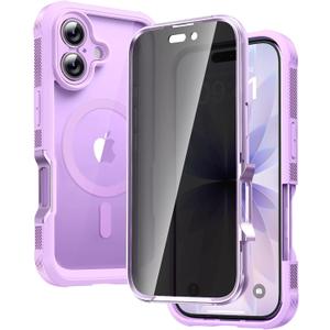 Diaclara Magnetic Designed for iPhone 17 Case 6.3'' [Full Camera Protection] Full Body Bumper with Privacy Screen Protector, [Compatible with MagSafe] Military Drop Proof Phone Case, Lavender Purple