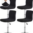 FUANGUI Bar Stool Covers with Backs, 4 Pack Stretch Bar Stool Chair Covers, Knitted Jacquard Bar Stool Covers,Washable Bar Chair Covers Swivel Barstool Slipcovers (Knitted Black 01)