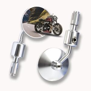 Vintage Adjustable Motorcycle Bar End Mirrors, Rear View Side Mirrors CNC Convex Glass Suitable for 7/8" 22mm Handlebars (Chrome)