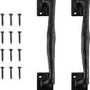 HOME MASTER HARDWARE 9 3/4 in Large Rustic Gate Handle Cast Iron Sliding Barn Door Handles Vintage Metal Gate Pull Handle Fence Long Cabinet Handles for Garage,Outdoor,Closet,Interior,Black 2 Packs