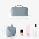 EACHY Travel Makeup Bag, Large Capacity Cosmetic Bag for Women, Waterproof PU Leather, Flat Open Portable Toiletry Bag for Skincare, Brushes & Travel Essentials