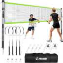 Badminton Set for Backyard, Outdoor Badminton Net with Anti-Sag Design, 4 Professional Badminton Rackets, 4 Shuttlecocks and Carry Bag for Lawn or Beach