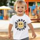 MODNTOGA Kid Girl Boy First Day of School Shirt Cute Face Kindergarten Graphic T-Shirt Short Sleeve Back to School Tee Tops (White, 4-5 Years)