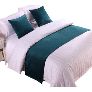 WBYCOTBED Turquoise Bed Scarf and Runners Set of 3, 70" x 20", 1 Velvet Bed Runner + 2 Cushion Covers, Soft Decorative Bed End Scarf Protector for Bedroom Hotel