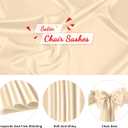 50 PCS Satin Chair Sashes Bows Universal Chair Ribbon Ties Back Sash for Wedding Party Reception Events Banquets Hotel Event Chair Cover Decoration (Champagne 7x108 inch)