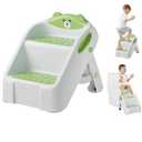 Step Stool for Toddlers, Toddler Step Stool for Bathroom Sink, Foldable Non-Slip Kids Stool with Handle, 2 Step Stools for Kids, Toddler Stool for Kitchen Bedroom Counter Sink (Pink)