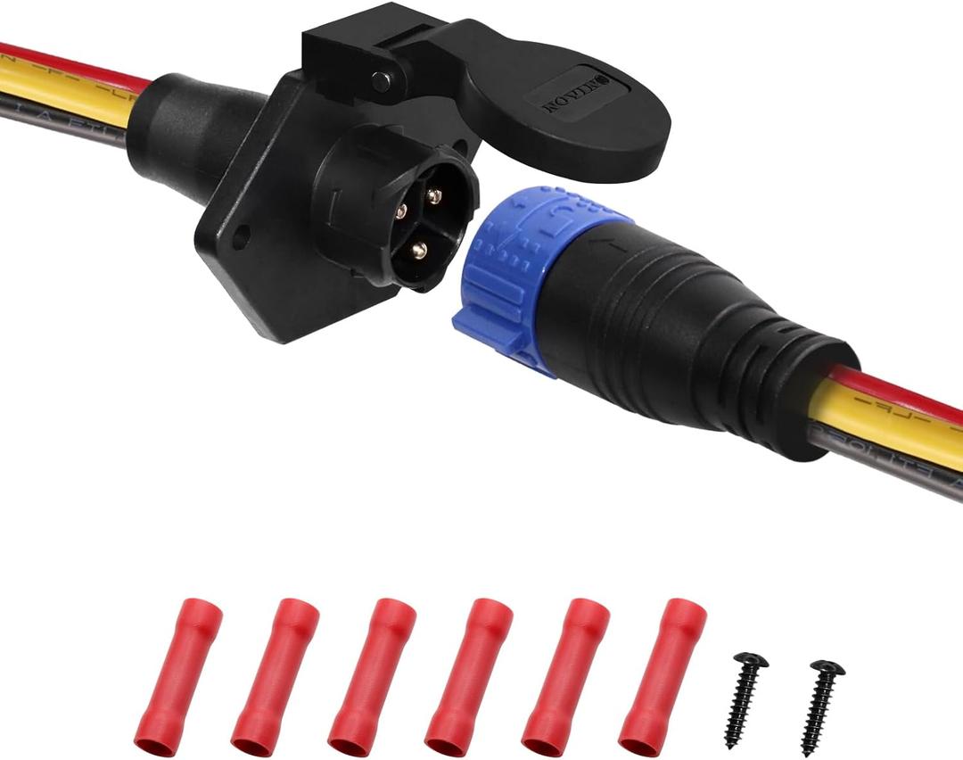 Trolling Motor Plug and Receptacle,12V/24V/36V/48V 3-Wire 8 Gauge 50A Trolling Motor Plug for Minn Kota Marine Boat,Male & Female Waterproof Quick Connect (3-Prong,Straight (1pk blue))