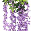 Wisteria Hanging Flowers Artificial Flower Vines Fake Hanging Plants for Outdoor Garden Wedding Arch Decor (Purple, 1.8m)
