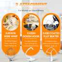 Funmit Mixers Accessories K45WW Wire Whip K45DH Dough Hook K45B Coated Flat Blade Paddle with Scraper Replacement for Kitchen Tilt-Head Aid Stand Mixer Attachments- Stainless Steel