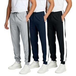 Real Essentials 3 Pack: Men's Tech Mesh Active Athletic Casual Jogger Sweatpants with Pockets- , S