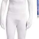 Full Bodysuit Include Zipper Helper Unisex Adult Costume Without Hood Spandex Stretch Zentai Unitard Body Suit (White), One Size