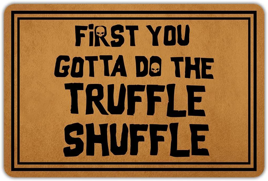 2 x Ytanie Welcome Mats for Front Door Outdoor Entry First You Gotta Do The Truffle Shuffle Doormat Non Slip Rubber Mat for Home Indoor Farmhouse Funny Kitchen Rugs Patio Full Brown