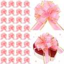 Riceshoot 60 Pcs Mother's Day Pink Large Pull Bows Ribbon Gift 6 Inch Pink Gift Wrapping Bows for Spring Summer Mother's Day Nurse Xmas Presents Wedding Bridal Birthday Party Basket Holiday Decor (Classic)