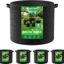 Land Guard 4-Pack Fabric Grow Bags 5 Gallon, Thickened Nonwoven Garden Pots, Growing Bags with Handles, Black