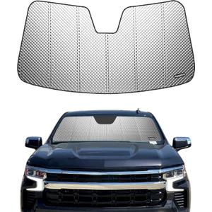 Pigenius Windshield Sun Shade for Chevrolet Silverado/GMC Sierra 1500 2022-2023. Reflective Aluminum Film Front Window Sunshade - BLAZBLOCK