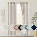 NICETOWN Natural Bedroom Full Blackout Linen Curtain Panels Set of 2, 42" by 72", Thick Insulated Classic Grommet Blackout Draperies with White Thermal Insulated Liner for Windows 42"W x 72"L (Pack of 2), Natural
