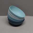 Grow Forward Premium Wheat Straw Bowls Set of 8 - Reusable 20oz Hard Plastic Cereal Bowls - Unbreakable Microwave Safe Bowls for Kitchen, Camping, RV, Dessert, Soup, Salad, Ramen, Eating - Seascape