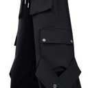 SANGTREE Cargo Pants for Girls Drawstring Waist Y2K Wide Leg Trousers with Pockets, 3-12 Years (7-8 Years, Black)