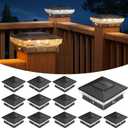 APONUO Solar Post Cap Lights for 4x4 Wood &Vinyl Posts, 3 Light Modes & 800mAh Battery, IP65 Waterproof Rugged Unibody, Solar Outdoor Lights for Fence, Deck & Patio (Black, 12 Pack)