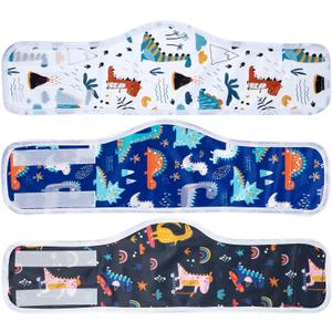 MICOOYO Male Dog Diaper Lightweight Dog Wraps Washable Dogs Diapers Doggie Belly Bands for Male Dogs, Small Reusable Puppy Diapers (Dinosaur, S) (Small (9''-12''))