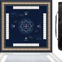 32x32 Inch Mahjong Mat - Non-Slip Noise Reduction Gaming Mat, Foldable Soft Elastic Rubber Base with Sealed Edges, Includes Portable Carry Bag - for Mahjong/Poker/Board Games (Black)