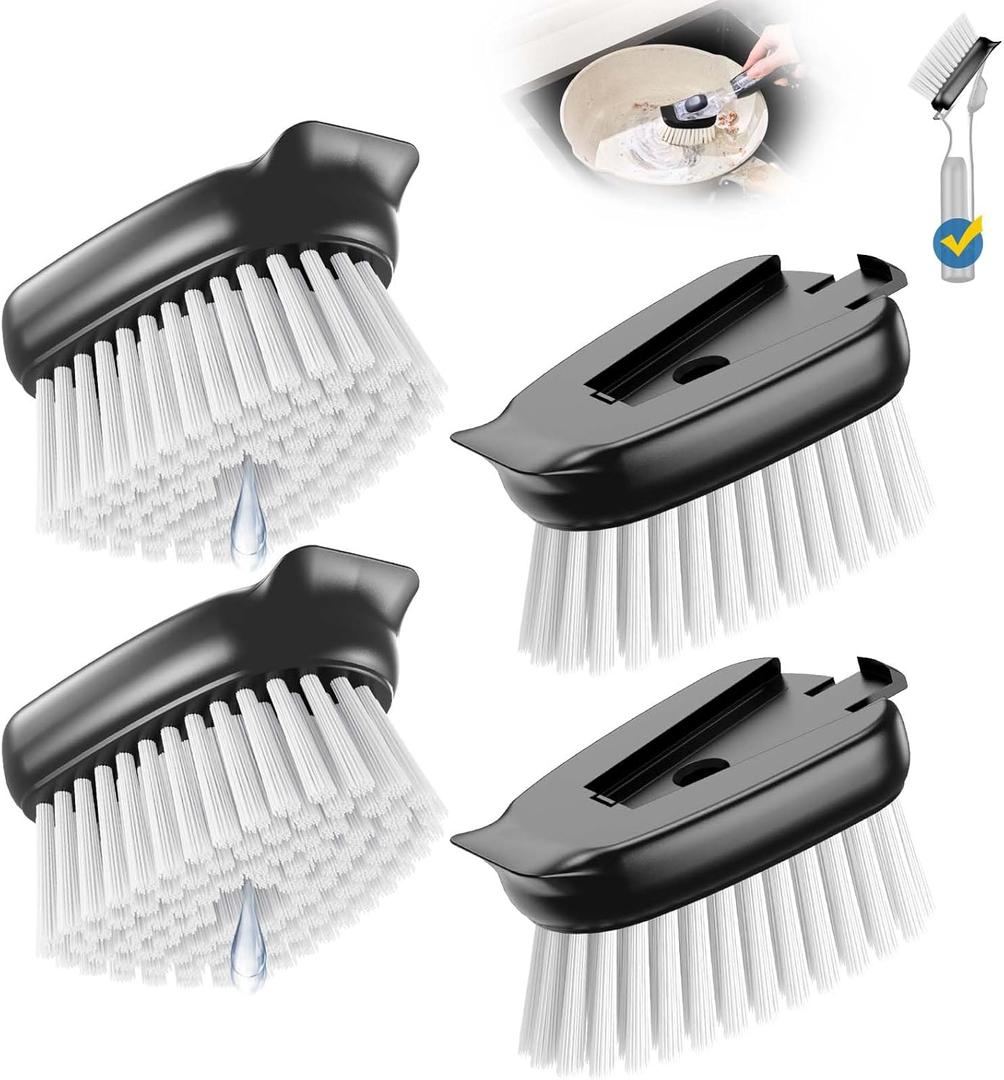 Dish Brush Head Replacement for OXO, 4 Pack Refill Head for OXO Dish Brush, Dish Brush Cleaning Soap Dispensing Head Replacement for Scrubber (Black)