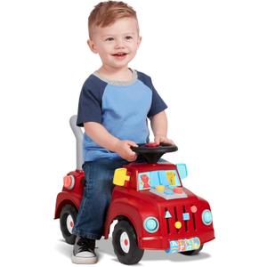 Radio Flyer Tinker Truck, for Toddlers 1-3, 3-in-1 Push Walker Ride On Car with 20 Sensory Activities, Anti-Tip Feature, Under-Seat Storage, Lights and Sounds, 42 lb Capacity, Toddler Ride On Toys