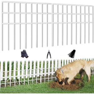 42.5ft(L) x 13in(H) Animal Barrier Fence, 30 Panels No Dig Garden Fence for Dog Rabbit, Rustproof Anti Digging Barrier, Garden Edging Border Ground Defense for Outdoor, Yard, Patio, White